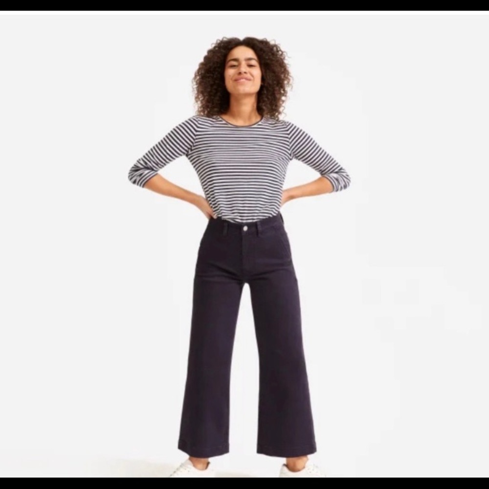 Everlane Wide Leg Cropped Pants Navy